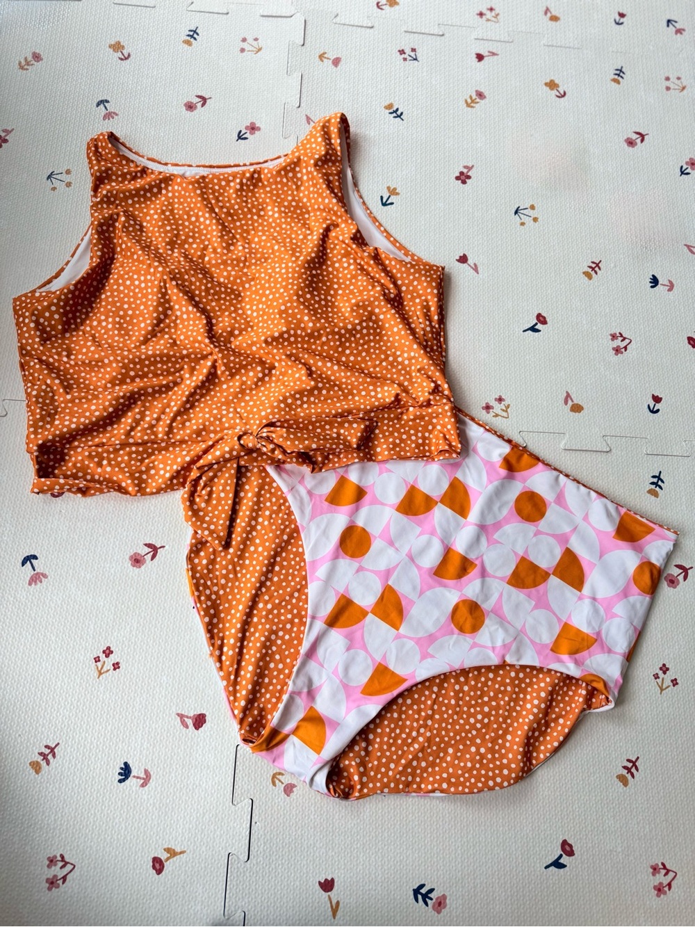 Like Ricki REVERSIBLE Orange Polka Dot Two-Piece Swim Set